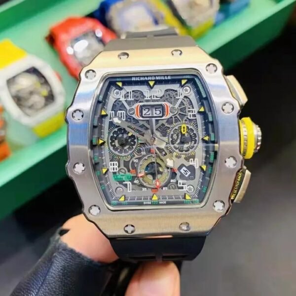 RM 11-03 Skeleton Dial White Bezel Black Rubber Strap ZY 7750