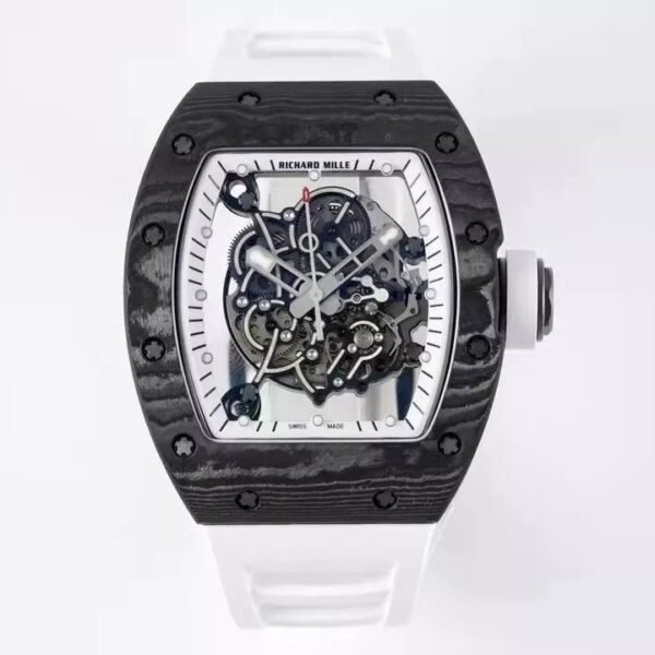 RM055 Skeleton White Dial Black Bezel White Rubber Strap ZF RMUL2