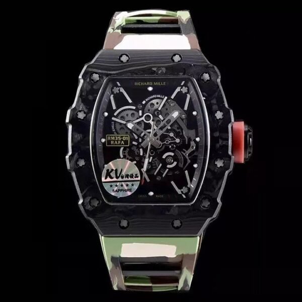 RM 35-01 Black Bezel Red Makers Camouflage Rubber Strap KV RUML3