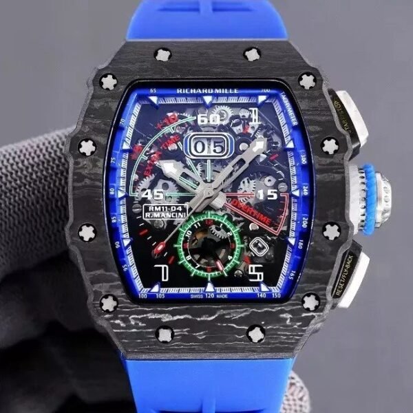 RM 11-03 Skeleton Blue Dial Black Bezel Blue Rubber Strap ZY 7750