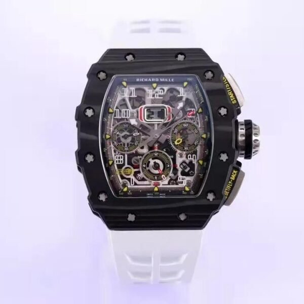 RM 11-03 Skeleton Dial Black Bezel White Rubber Strap KV 7750
