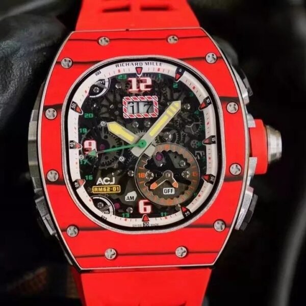 RM 62-01 Tourbillon Vibrating Alarm ACJ Red Bezel Red Rubber Strap RM62-01