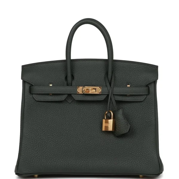 H Birkin 25 Vert Fonce Togo Gold Hardware