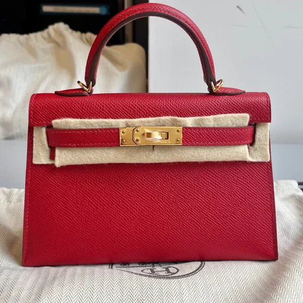 H Kelly Sellier 20 Rouge Piment Epsom Gold Hardware