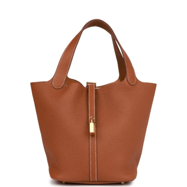 H Picotin Lock 22 Gold Clemence Gold Hardware