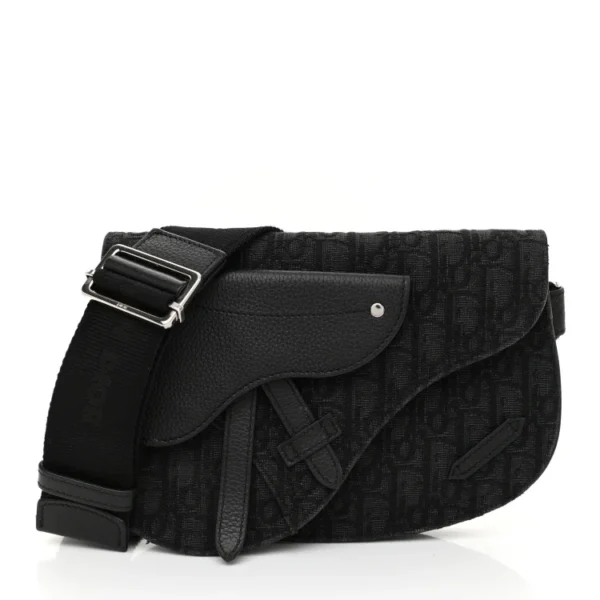 CHRISTIAN D Oblique Saddle Messenger Bag Blue Black