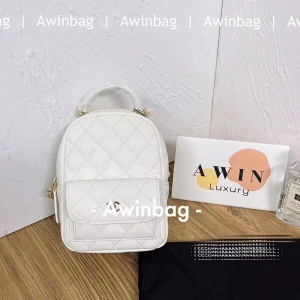 CHANEL 24C Calfskin Chain Backpack Mini Women's